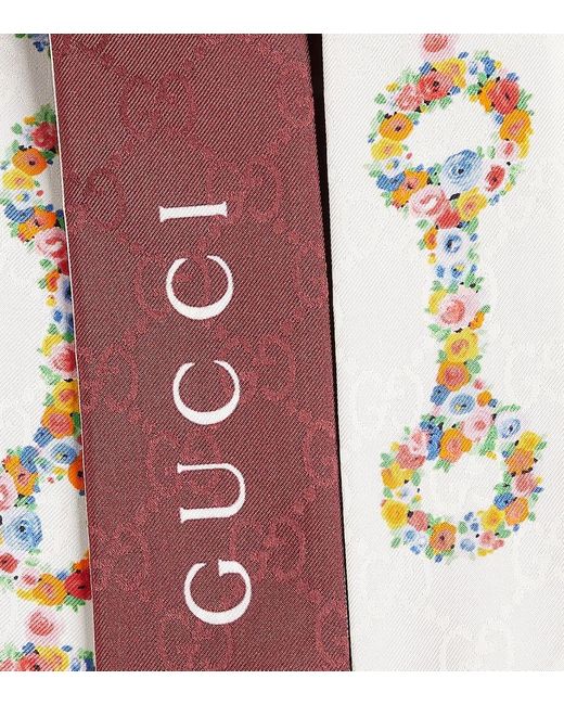Gucci White Bedrucktes Tuch Horsebit aus Seide