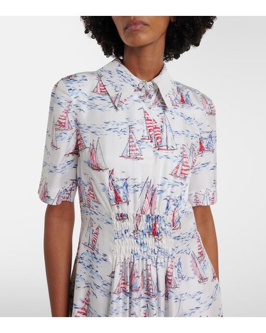 Emilia Wickstead White Khloe Printed Wool Midi Dress