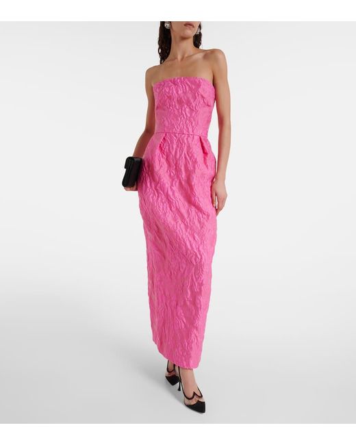 Vestido de fiesta en jacquard Monique Lhuillier de color Pink