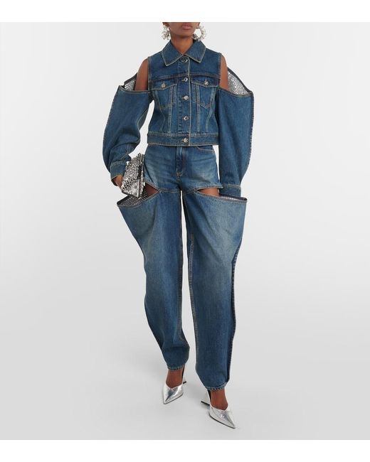 Area Blue Verzierte Jeansjacke