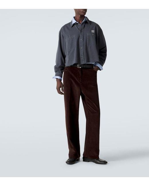 Miu Miu Blue Logo Denim Shirt for men