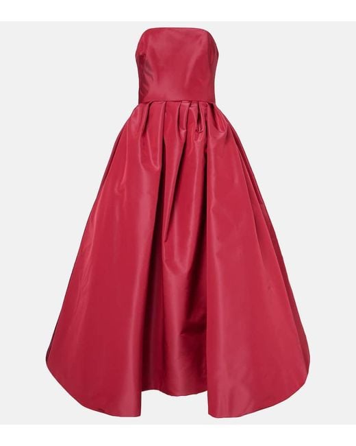 Carolina Herrera Red Strapless Belted Silk Cocktail Dress