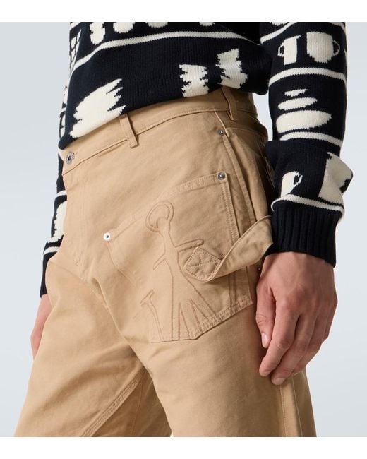 J.W. Anderson Natural Twisted Embroidered Cotton Wide-Leg Pants for men