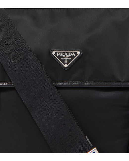 Prada Black Leather-trimmed Re-nylon Messenger Bag for men