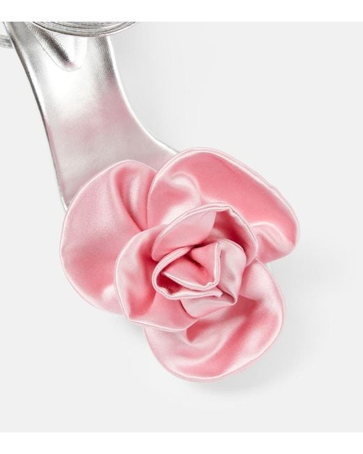 Magda Butrym Pink Floral-Applique Leather Sandals