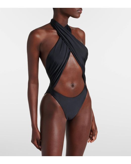 JADE Swim Black Apex Halterneck Cutout Swimsuit