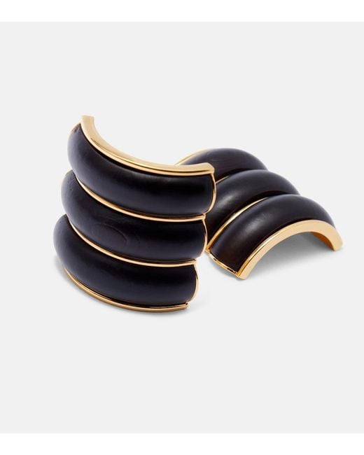 Alaïa Black Bumper Wooden Clip-On Earrings