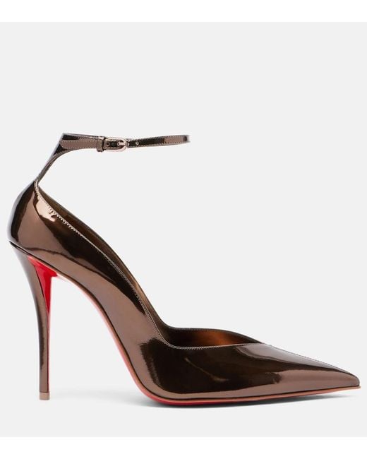 Christian Louboutin Brown Erozee 100 Patent Leather Pumps