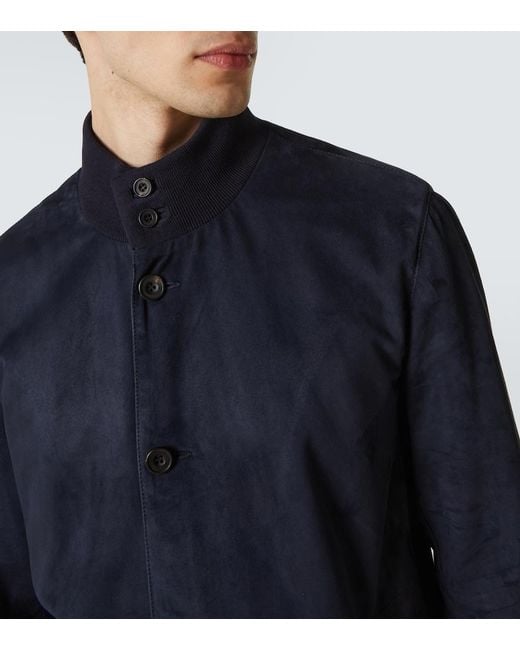 Rubinacci Blue Suede Bomber Jacket for men
