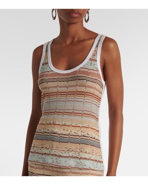 Missoni White Top Aus Haekelstrick Und Jersey