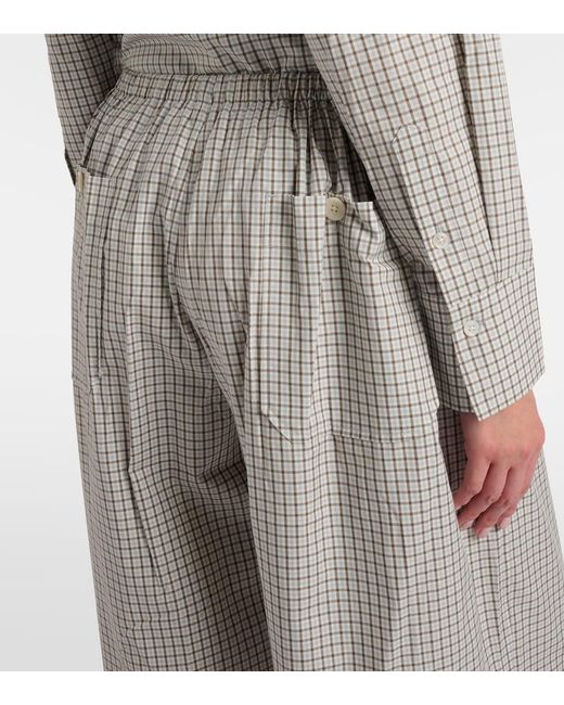 Proenza Schouler Gray Label Meadow Checked Cotton Wide-Leg Pants