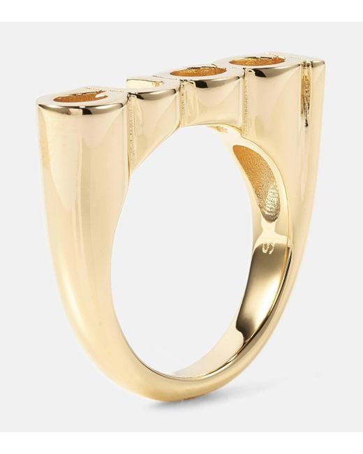 Gucci Metallic Logo-Script Antique-Toned Metal Ring