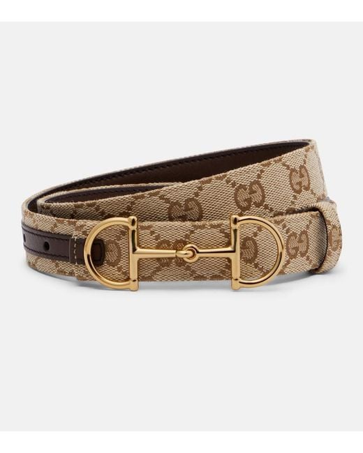 Gucci Brown Horsebit Gg Canvas Belt
