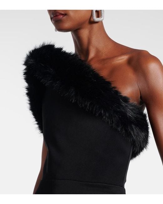 David Koma Black One-Shoulder Bustier Gown