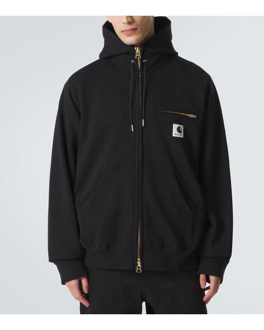 Sacai Black X Carhartt Cotton Jersey Hoodie for men