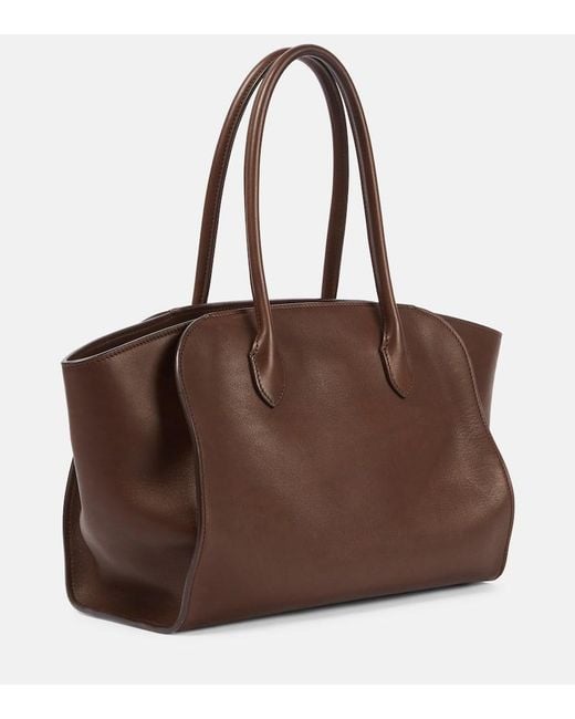 The Row Brown Marlo 12 Leather Tote Bag