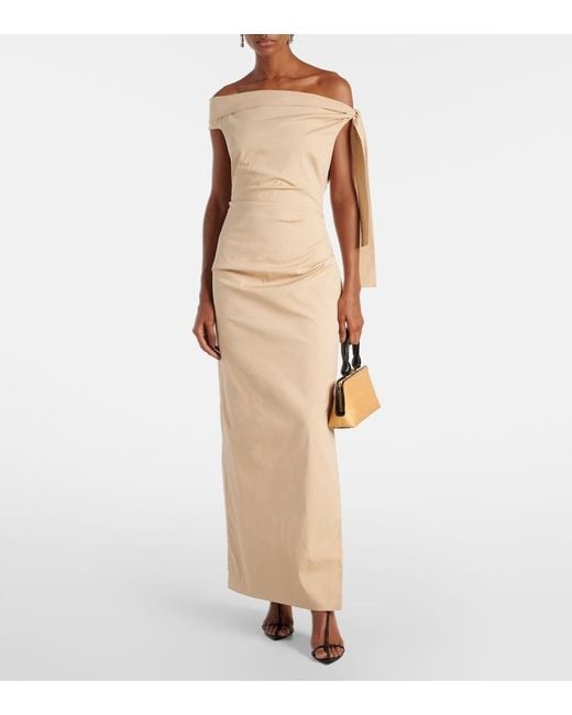 Sir Natural Dahlia Off-Shoulder Cotton-Blend Gown