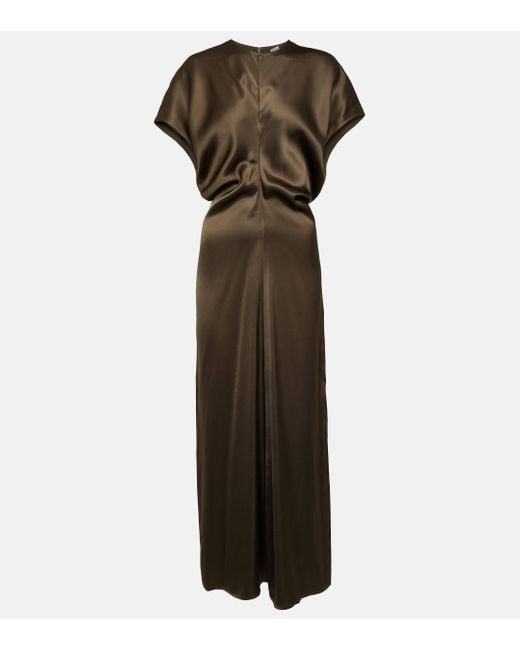 Totême  Green Satin Maxi Dress