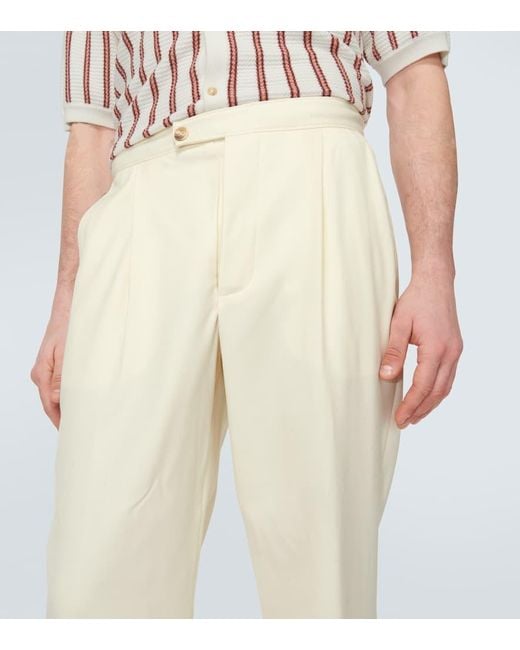 Pantalones anchos de lana plisados King & Tuckfield de hombre de color White