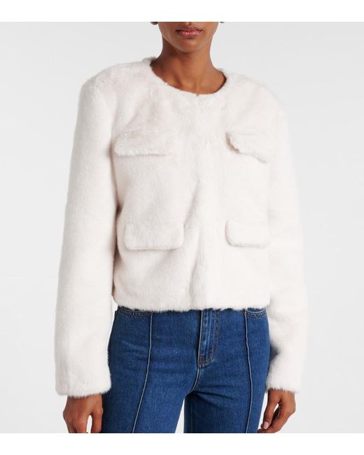 Self-Portrait White Faux Shearling Jacket