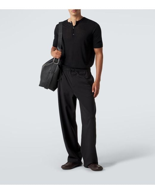Loewe Blue Wool Straight Pants for men