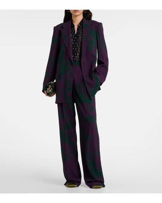 Dries Van Noten Blue Printed Wide-Leg Pants