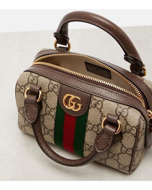 Gucci Brown Ophidia Gg Supreme Mini Bag