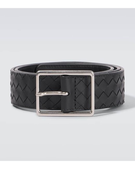 Bottega Veneta Black Piccolo Intrecciato Leather Belt for men