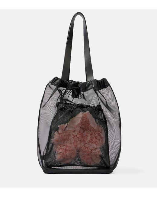 Borsa Carnation Pocket Con Pelle di Simone Rocha in Black