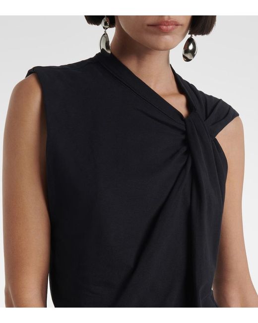 Isabel Marant Black Leany Asymmetric Cotton Jersey Minidress