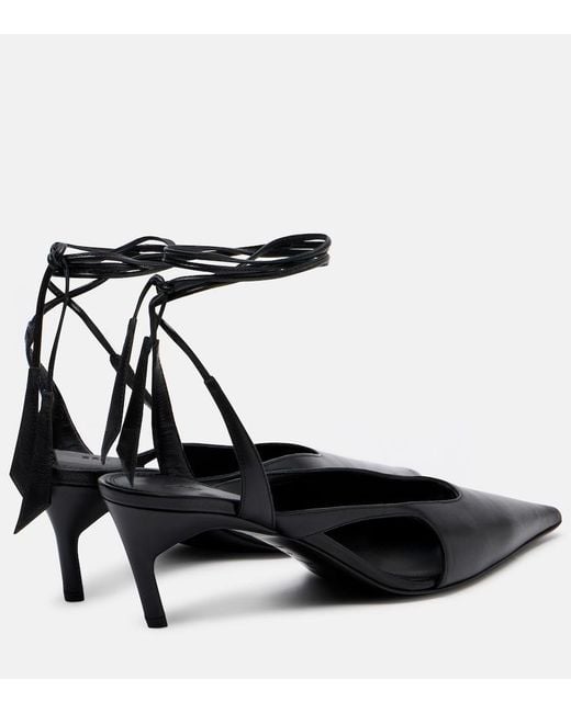 The Attico Black Diane 55 Leather Slingback Pumps