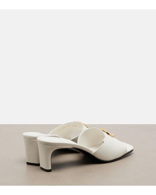 Gucci White Double G Leather Mules