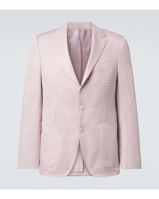 Canali Pink Linen And Silk Blazer for men