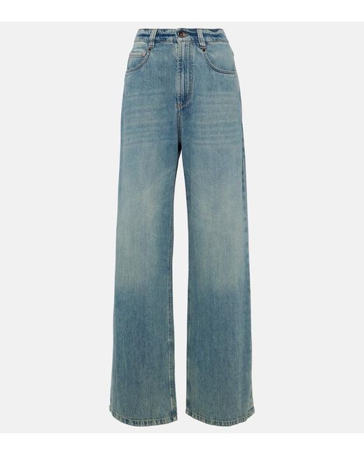Brunello Cucinelli Blue High-Rise Wide-Leg Jeans