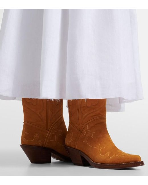 Gabriela Hearst Brown Capitana Suede Cowboy Boots