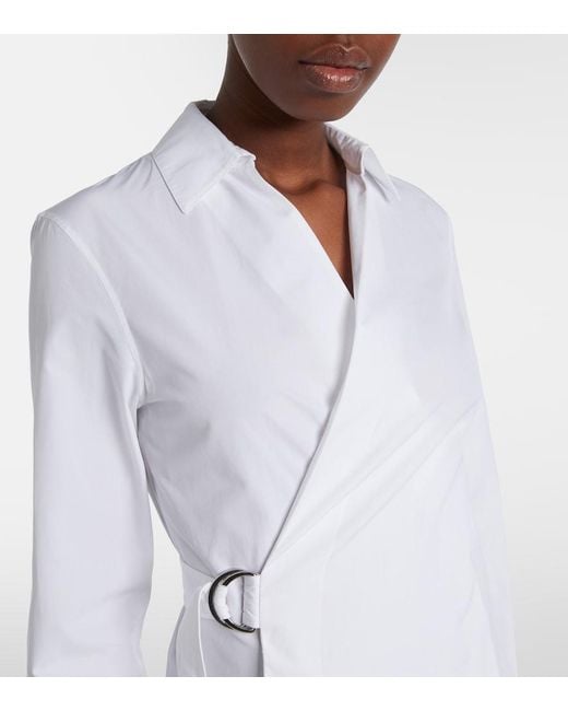 Loewe White Draped Cotton Wrap Dress