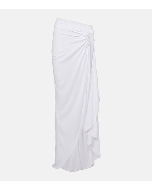 Christopher Esber White Crescent Draped Asymmetric Midi Skirt