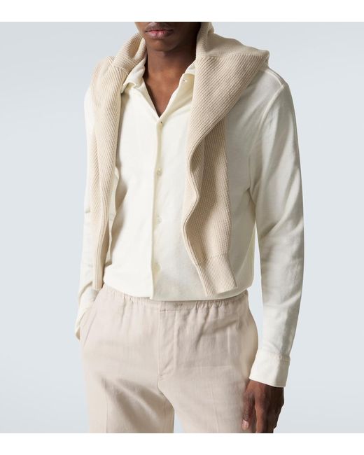 Zegna White Cotton And Silk Shirt for men
