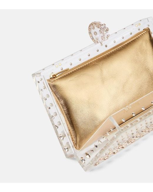 Aquazzura Natural Tequila Crystal-Embellished Clutch