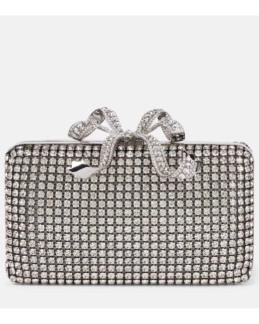 Self-Portrait Metallic Clutch Bow Small Mit Kristallen