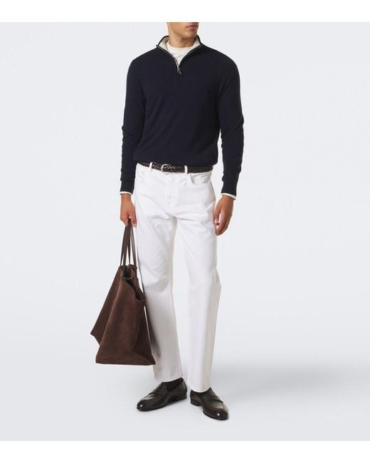 arch4 Blue Mr Fenchurch Cashmere Half-Zip Sweater for men