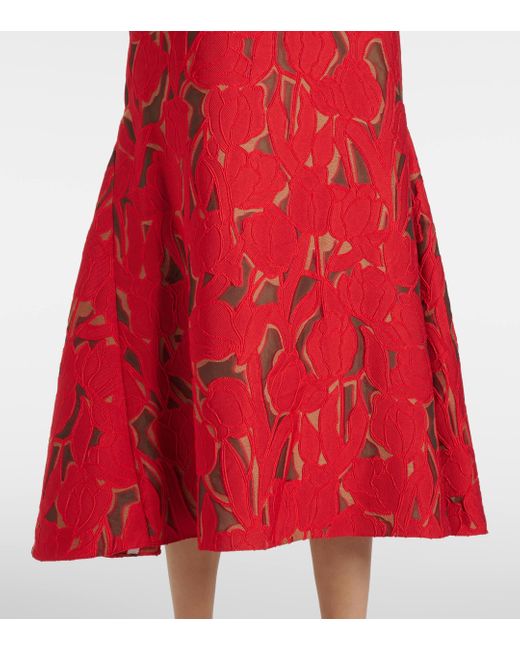 Emilia Wickstead Red Seneca Lace Midi Dress