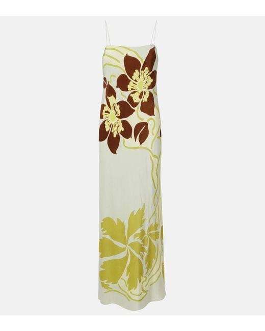 Sir Metallic Amaia Floral Silk Crepe Slip Dress