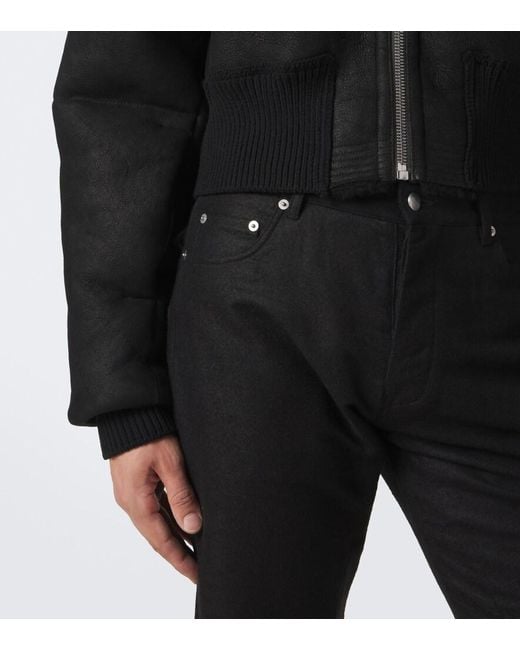 Rick Owens Black Flight Cropped Leather Jacket for men