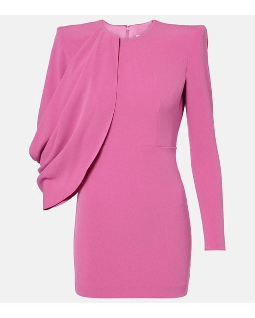 Alex Perry Pink Caped Asymmetric Crepe Minidress