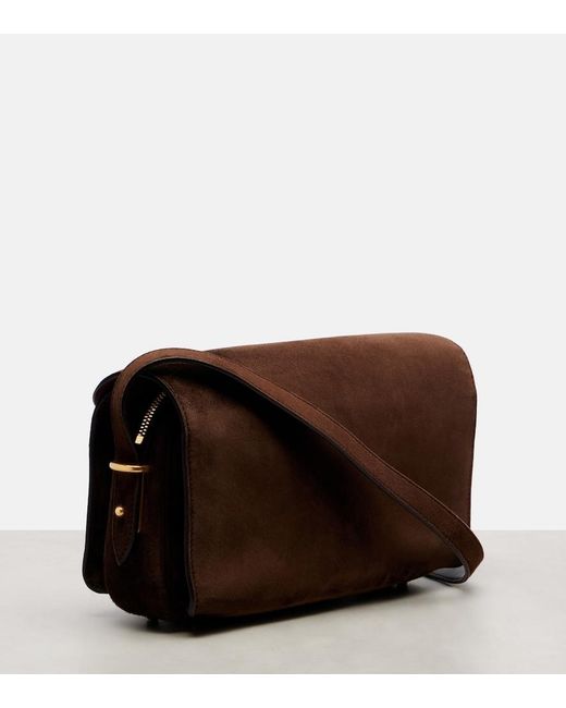 Balenciaga Metallic Le 7 Medium Suede Shoulder Bag