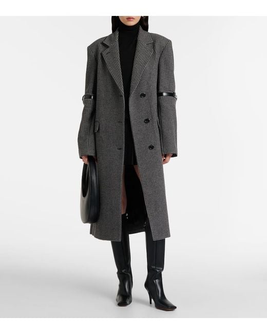 Coperni Gray Houndstooth Wool And Cashmere Coat