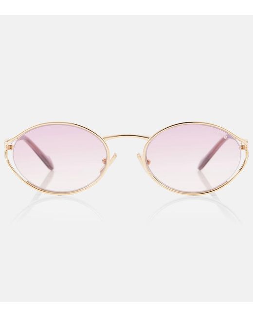 Miu Miu Pink Mu 52Ys Oval Sunglasses