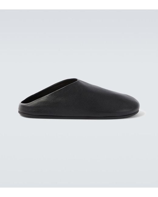 The Row Black Hudson Leather Mules for men