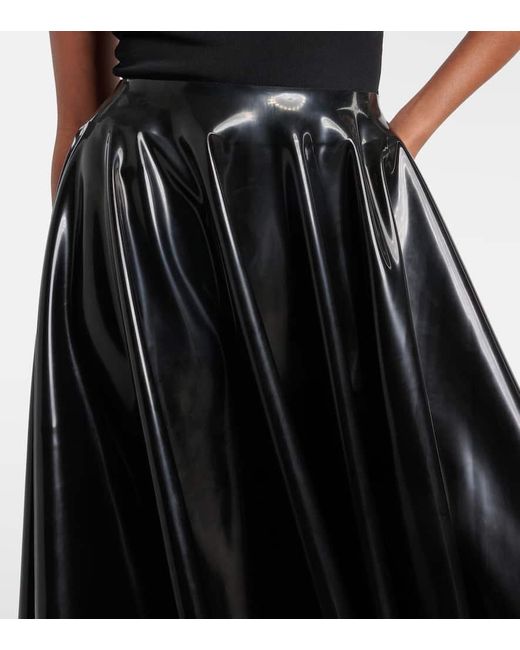 Alaïa Black Latex Midi Skirt